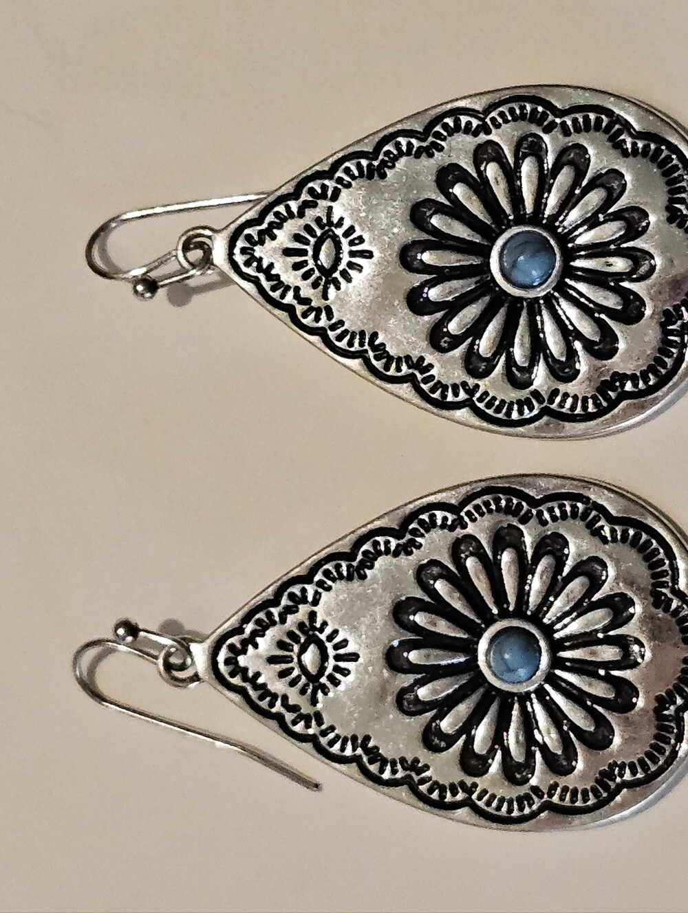 Southwestern Faux Turquoise Concho Earrings